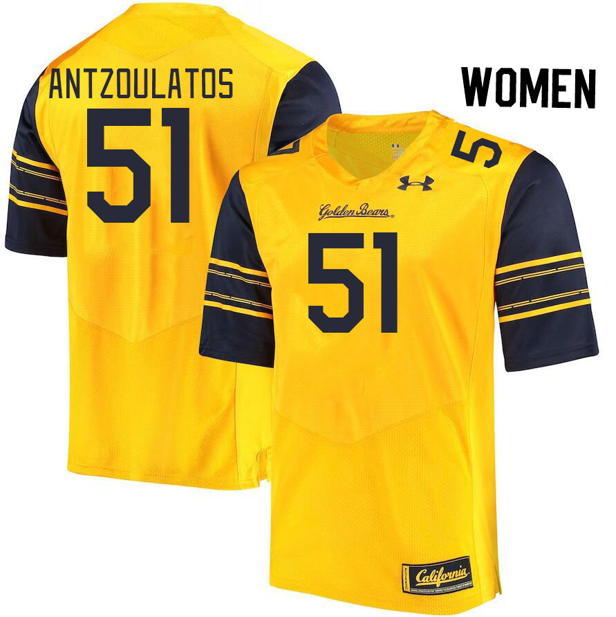 Women #51 Blake Antzoulatos California Golden Bears College Football Jerseys Stitched Sale-Gold